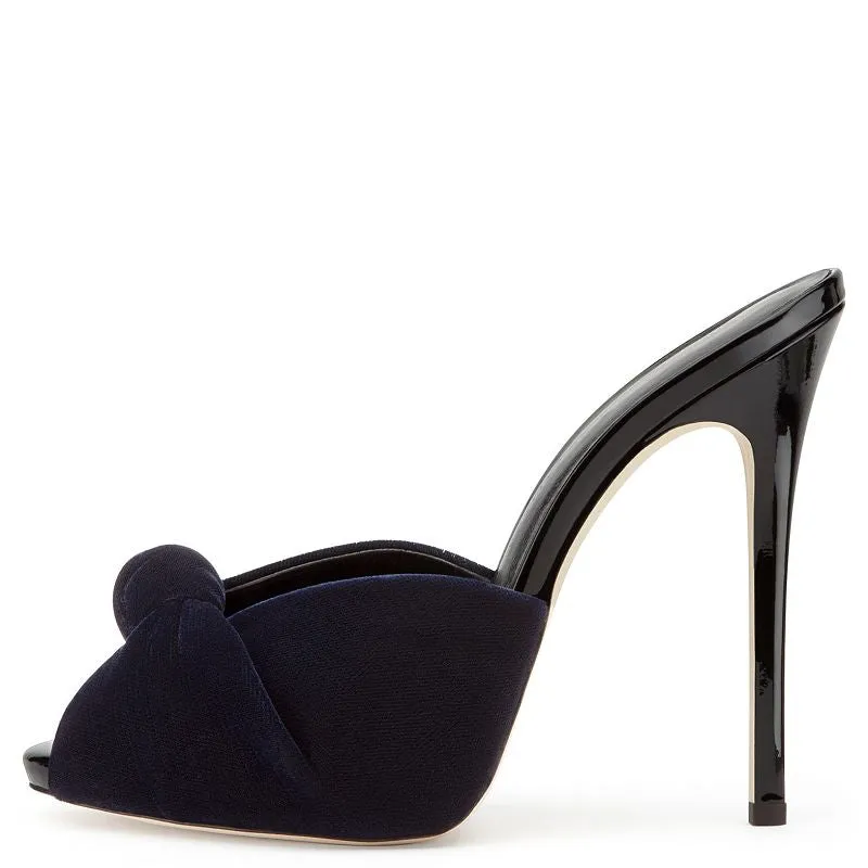 Tucomosi Women Open Toe Knotted High Heel Slipper