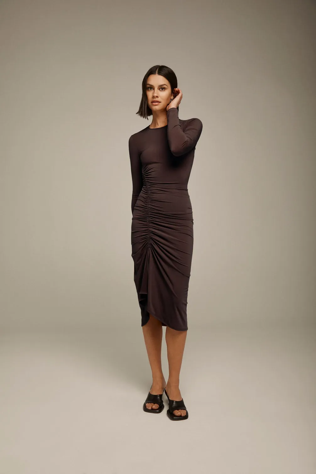 Twist Front Ruched Dress