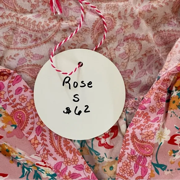 Umgee Pink Floral Paisley Pattern Long Collared Maxi Dress Women’s Small NEW