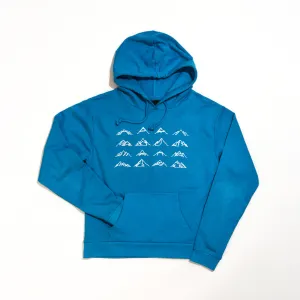 Unisex 16 Mountains Upcycled Hoodie in Blue (Small)