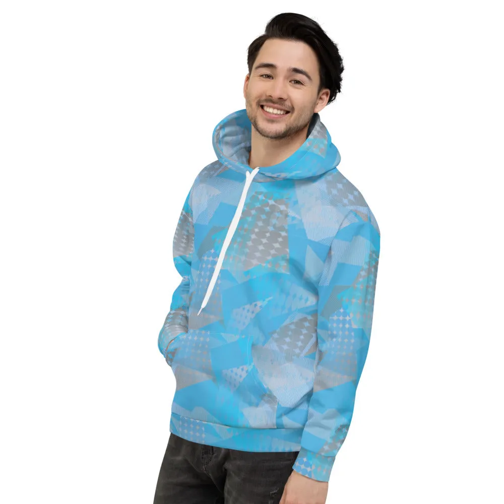 Unisex Hoodie, Geometric Rhythm Blue