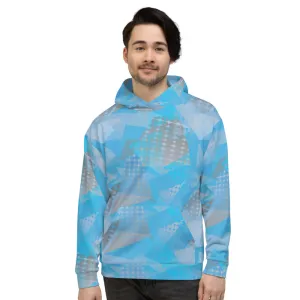 Unisex Hoodie, Geometric Rhythm Blue