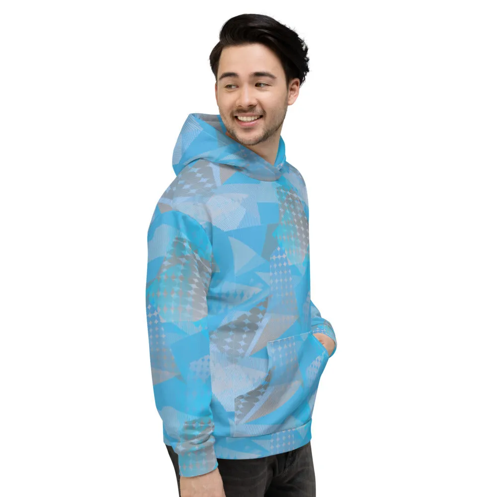 Unisex Hoodie, Geometric Rhythm Blue