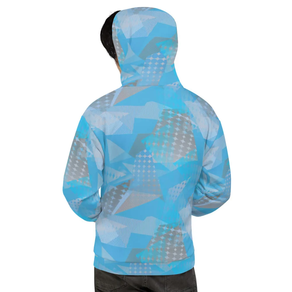 Unisex Hoodie, Geometric Rhythm Blue