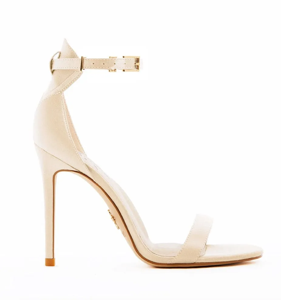 Venus Vegan Silk Stiletto Sandals | Gold Goddess