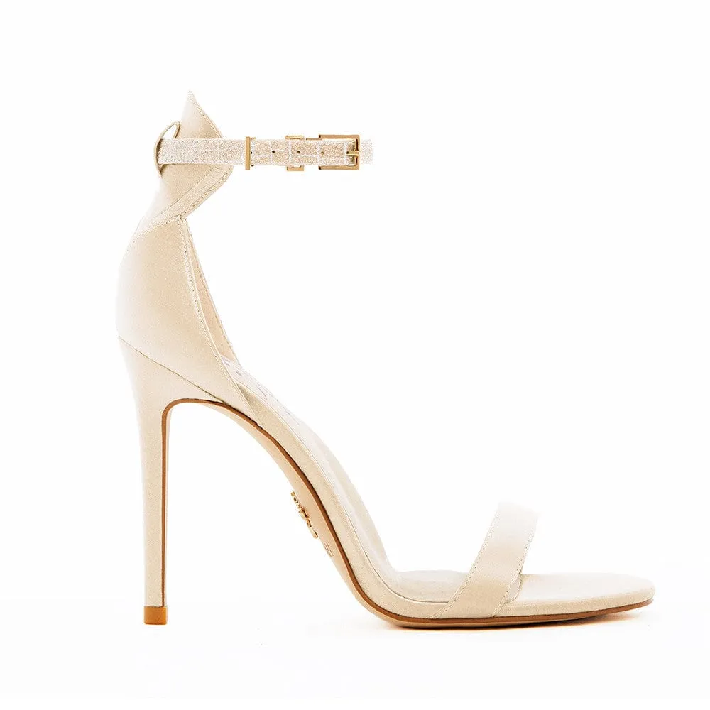 Venus Vegan Silk Stiletto Sandals | Gold Goddess
