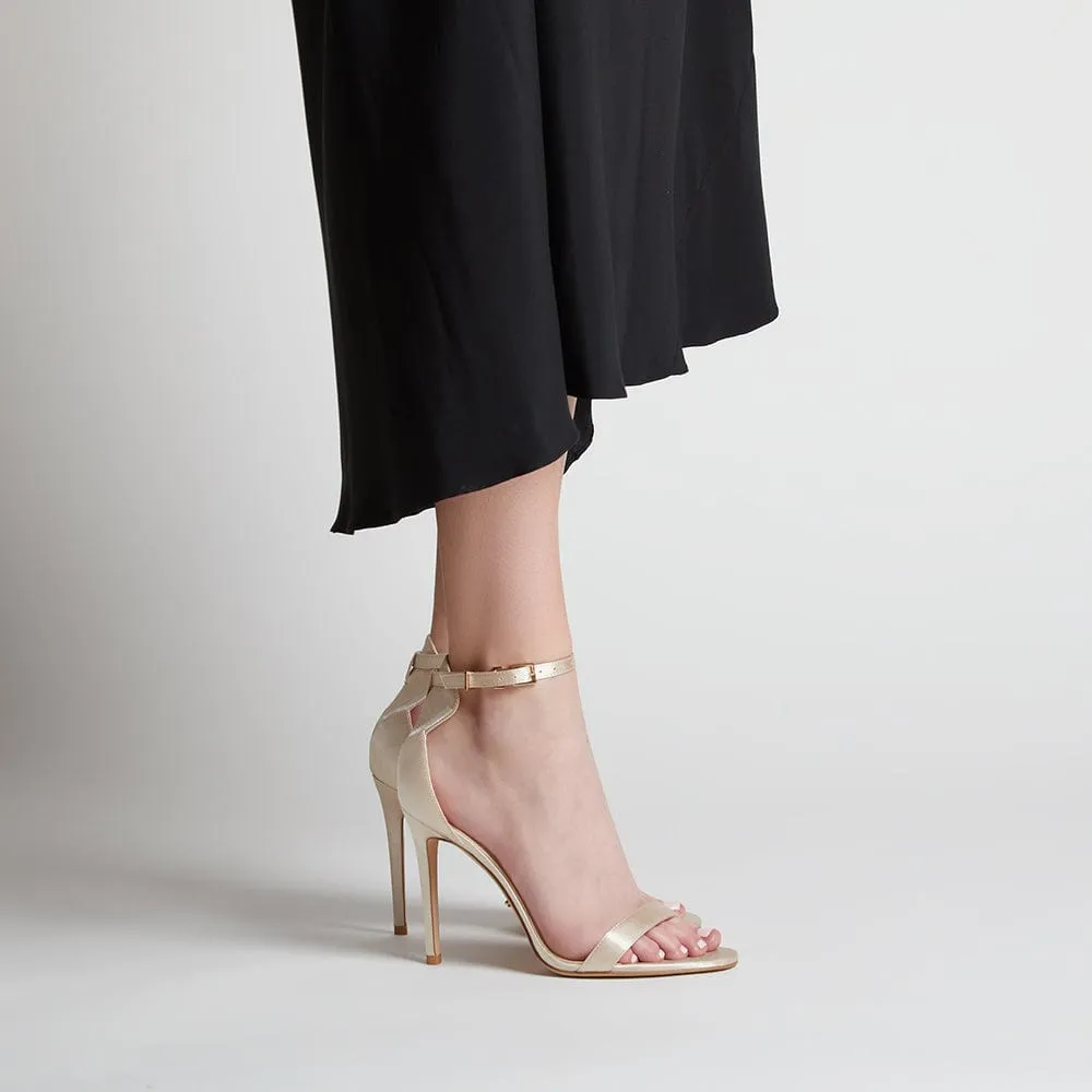 Venus Vegan Silk Stiletto Sandals | Gold Goddess