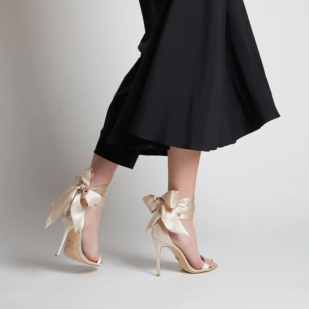 Venus Vegan Silk Stiletto Sandals | Gold Goddess