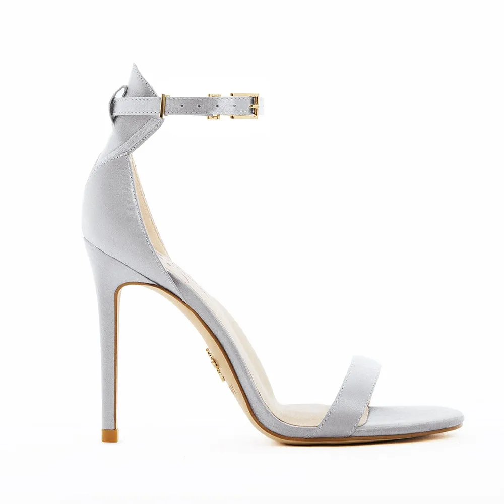Venus Vegan Silk Stiletto Sandals | Silver Starlight