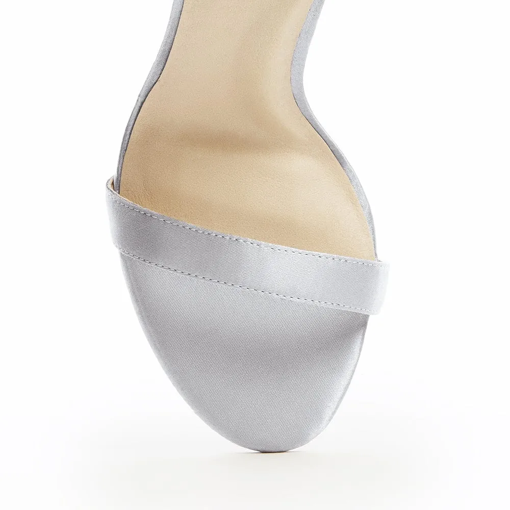 Venus Vegan Silk Stiletto Sandals | Silver Starlight