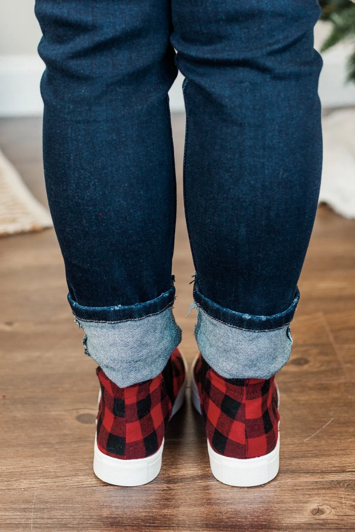 Very G Tesoro Sneakers- Red Buffalo Plaid