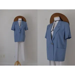 Vintage 90s Blue Lightweight Blazer by Sag Harbor size 10P