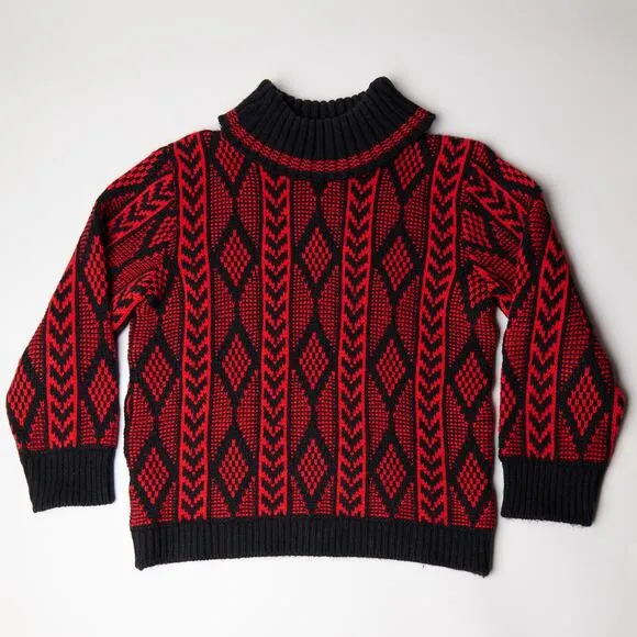 Vintage Champion Sweater Knit Montreal 70s Sweater, ski lodge, cozy, winter Sz S
