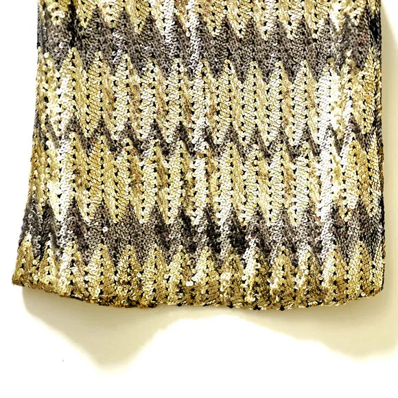 VINTAGE Gold Sequin Vest Sz Small | 70s Retro Disco Glam Party | Handmade, EUC