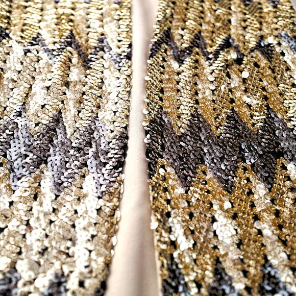 VINTAGE Gold Sequin Vest Sz Small | 70s Retro Disco Glam Party | Handmade, EUC