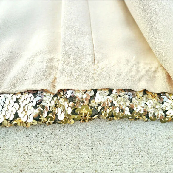 VINTAGE Gold Sequin Vest Sz Small | 70s Retro Disco Glam Party | Handmade, EUC