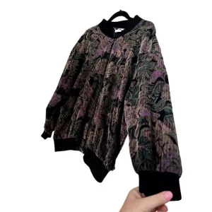 Vintage Rafi Zip Up Floral Bomber Jacket Size 40 With Pockets