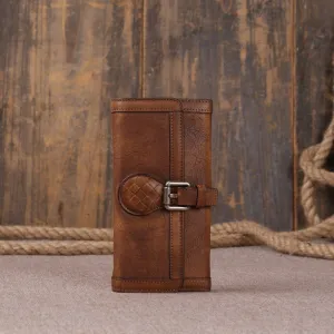 Vintage Retro Look Genuine Leather Wallet, Long Wallet For Men 9059