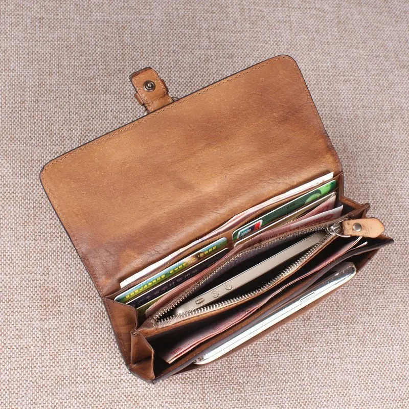 Vintage Retro Look Genuine Leather Wallet, Long Wallet For Men 9059