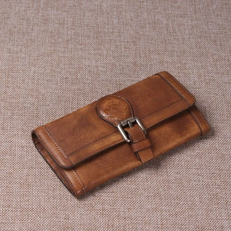 Vintage Retro Look Genuine Leather Wallet, Long Wallet For Men 9059