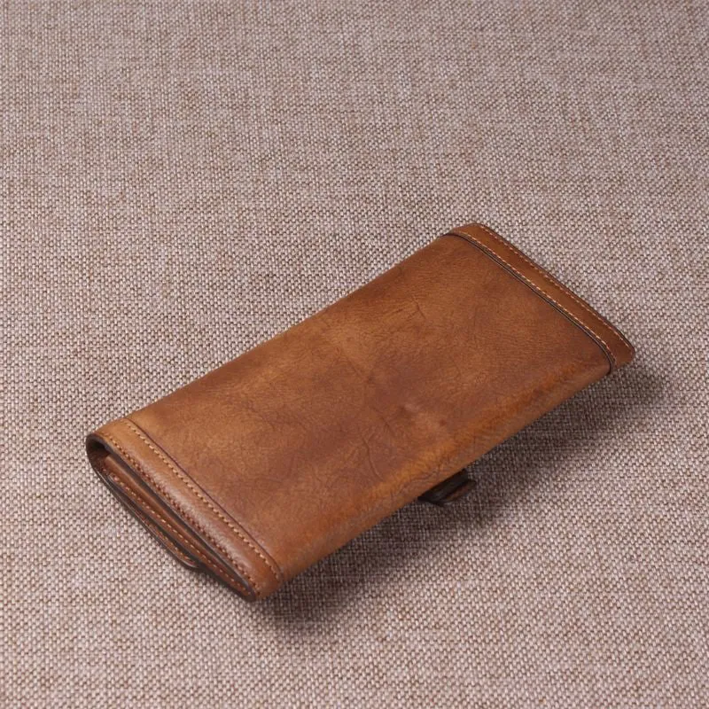 Vintage Retro Look Genuine Leather Wallet, Long Wallet For Men 9059