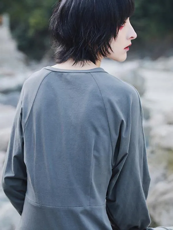 Vintage Solid Long Sleeve Dress