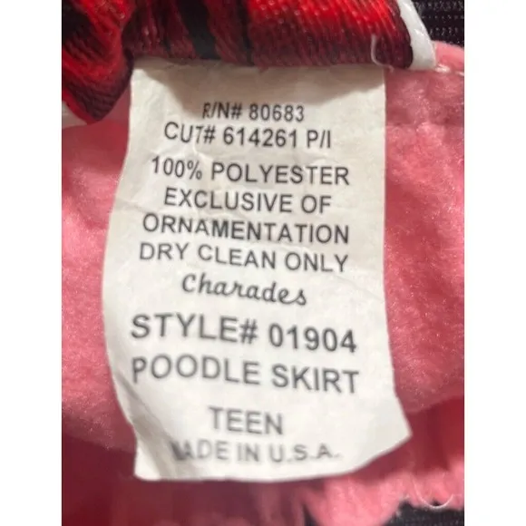 VTG Charades Pink Elastic Waist Felt Poodle Skirt Hip Hop 50's Size Teen USA
