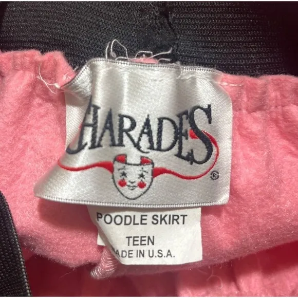 VTG Charades Pink Elastic Waist Felt Poodle Skirt Hip Hop 50's Size Teen USA