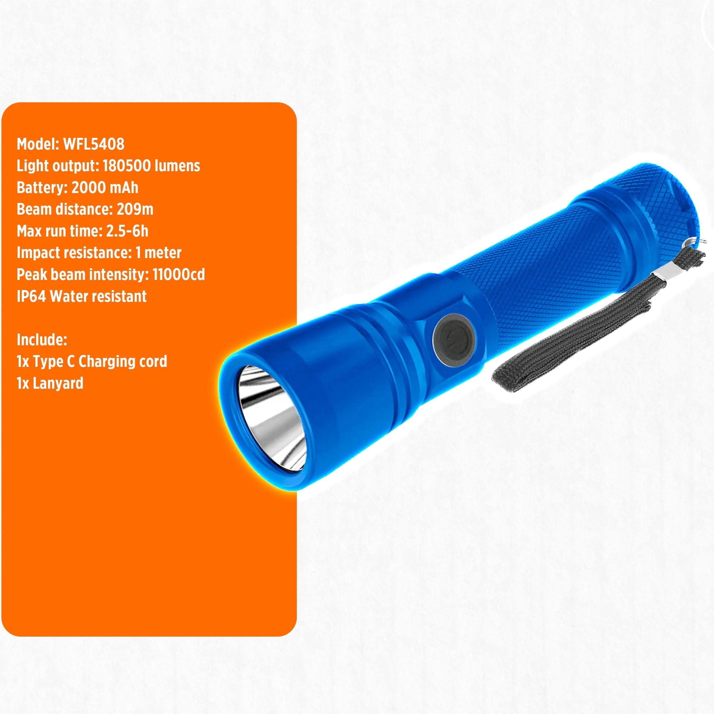 Wadfow Rechargeable LED Flashlight 500 Lumens - WFL5408