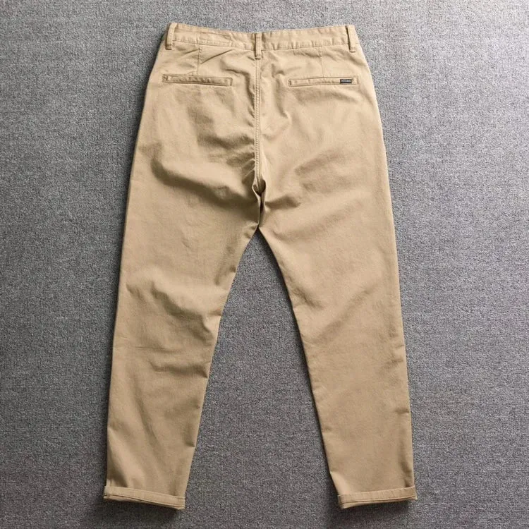 Washed Old Retro Woven Cargo Pants - Men's Fashion Slim Straight Trousers for Casual City Style