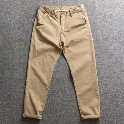 Washed Old Retro Woven Cargo Pants - Men's Fashion Slim Straight Trousers for Casual City Style