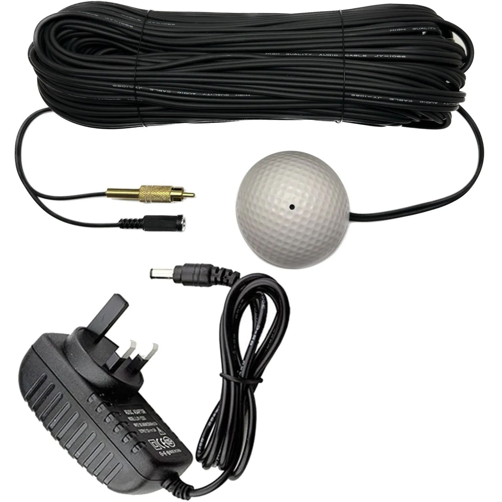 Waterproof CCTV Audio Microphone Cable Premium Quality Sound RCA Phono Output 2.1mm DC Input