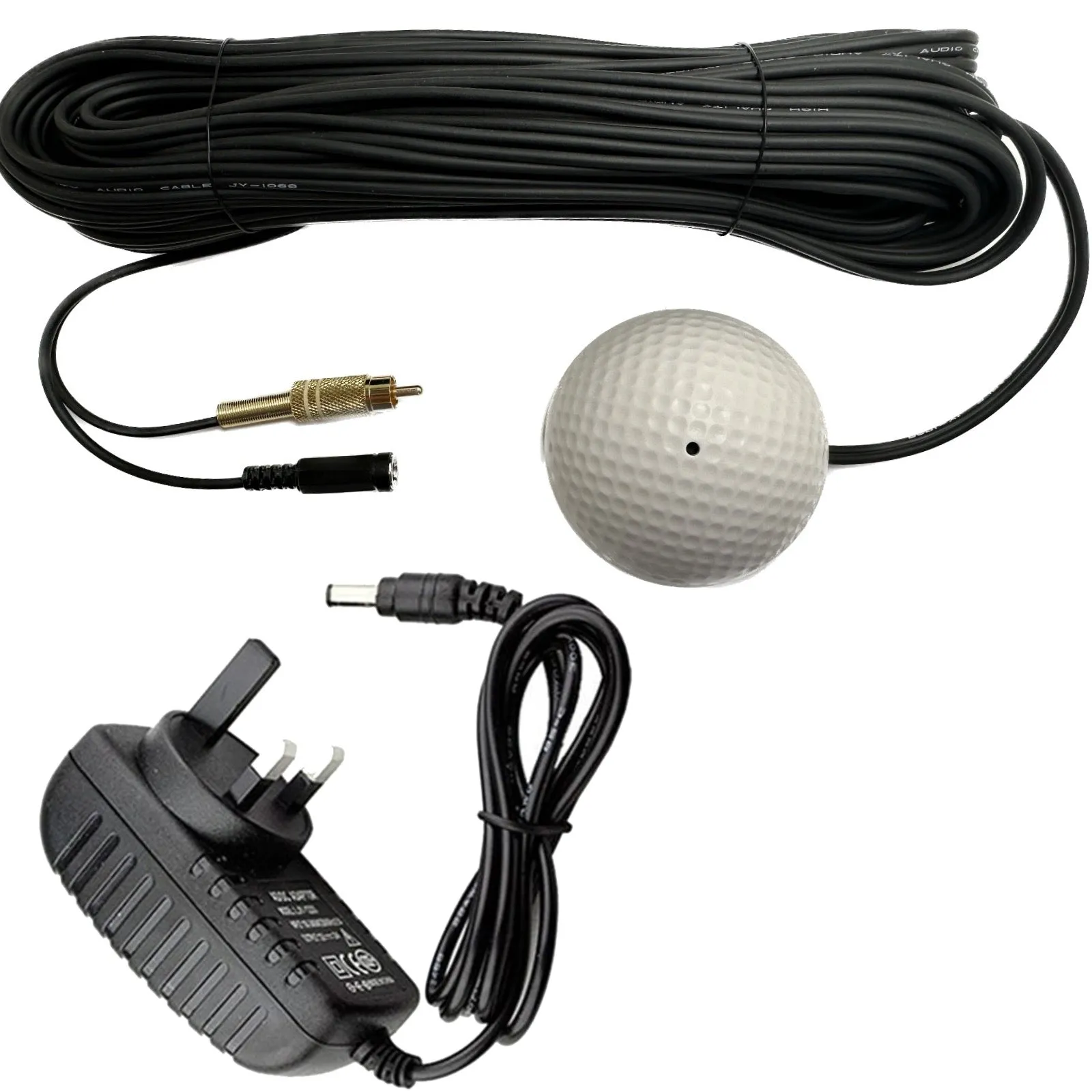Waterproof CCTV Audio Microphone Cable Premium Quality Sound RCA Phono Output 2.1mm DC Input