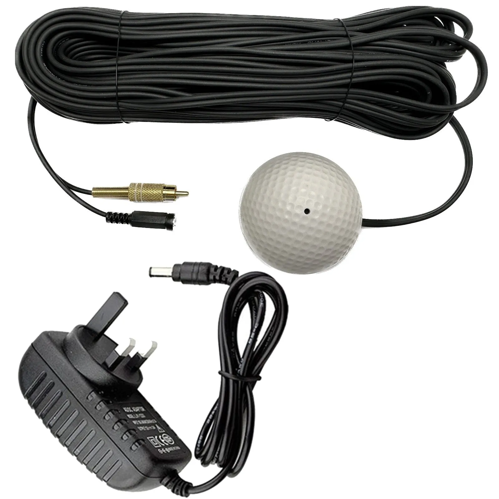 Waterproof CCTV Audio Microphone Cable Premium Quality Sound RCA Phono Output 2.1mm DC Input