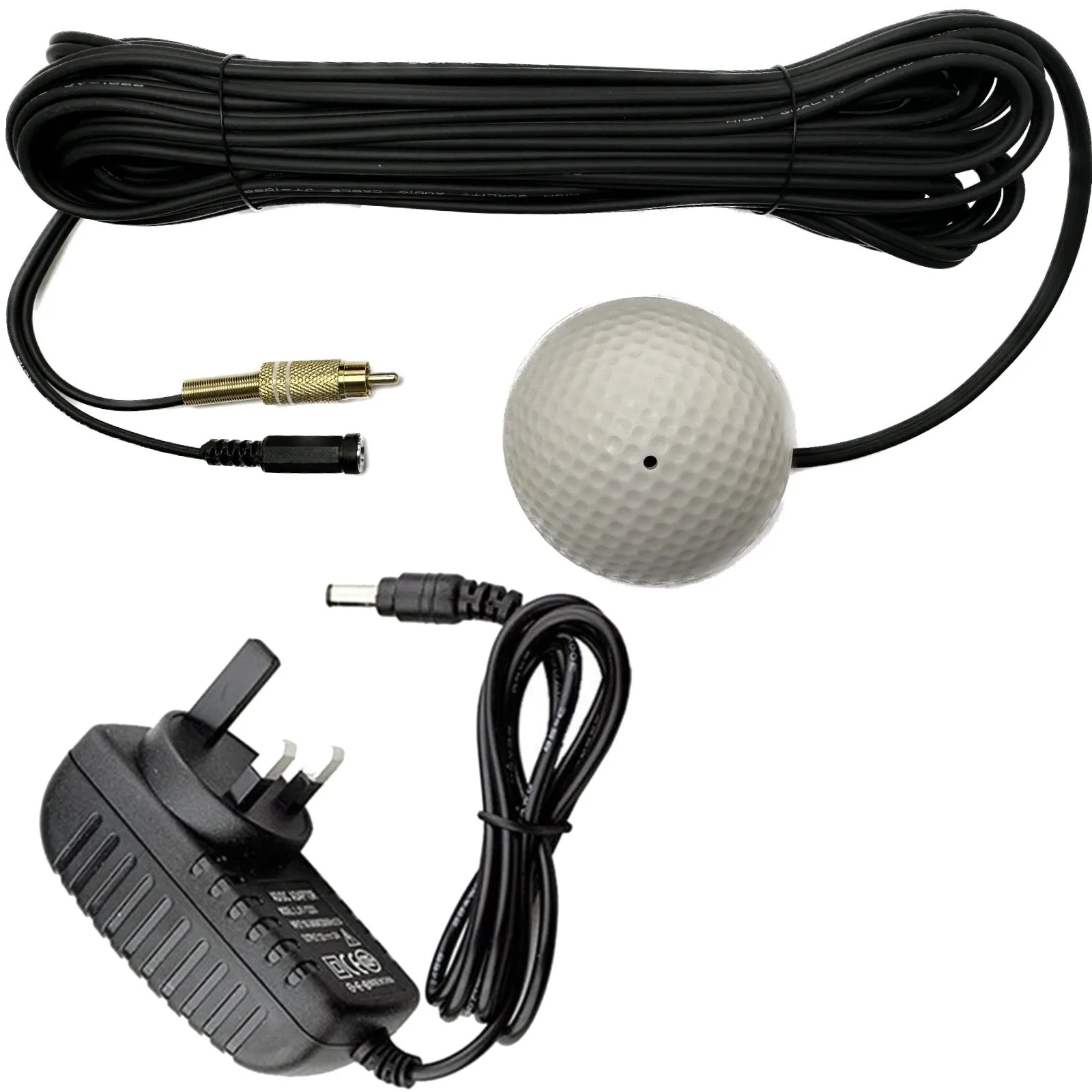 Waterproof CCTV Audio Microphone Cable Premium Quality Sound RCA Phono Output 2.1mm DC Input