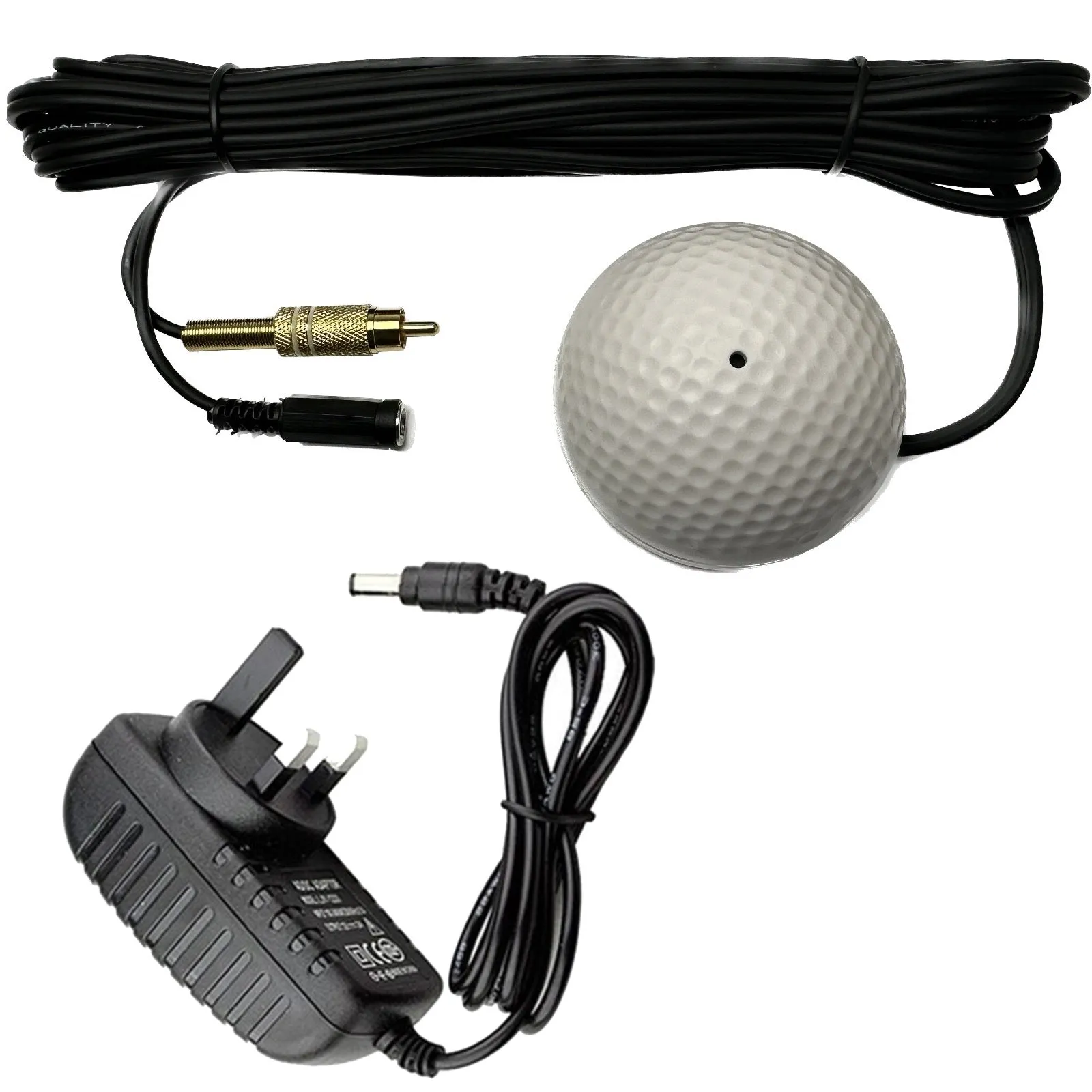 Waterproof CCTV Audio Microphone Cable Premium Quality Sound RCA Phono Output 2.1mm DC Input