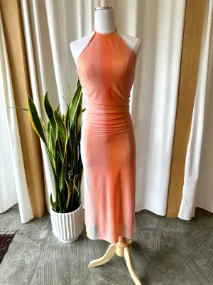 Western Wind Low Back Halter Midi Dress