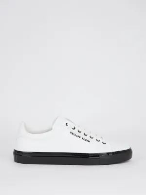 White Contrast Sole Low Top Sneakers