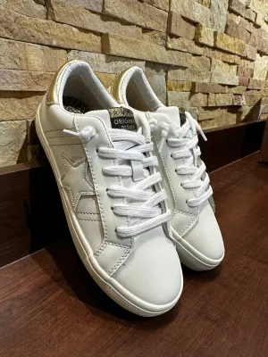White Gold Striped Low Top Sneaker