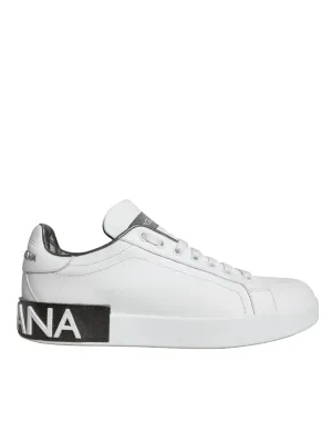 White Leather Portofino Low Top Sneakers Shoes