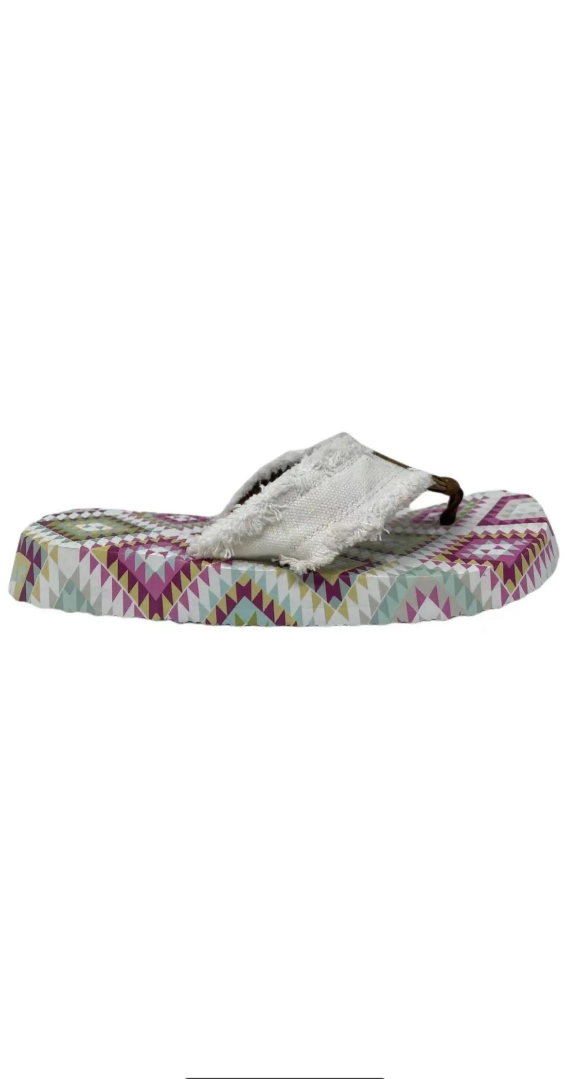 White with Purple Aztec Flip Flops