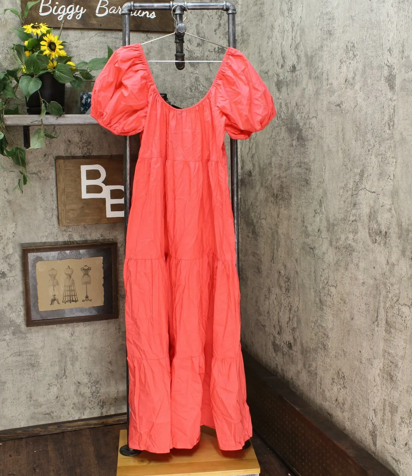 Wild Fable Women's Short Sleeve Tiered Poplin Maxi Dress