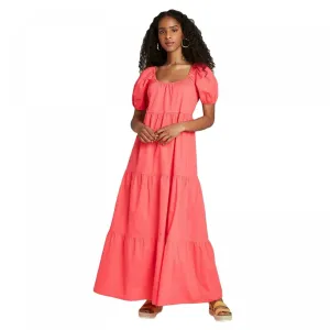 Wild Fable Women's Short Sleeve Tiered Poplin Maxi Dress