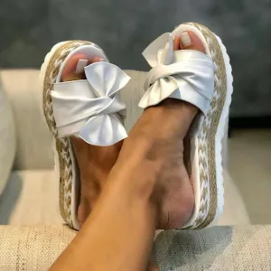 Women Bow Platform Sandals/Slipper Outdoor Flip-flops Wedge Sandals