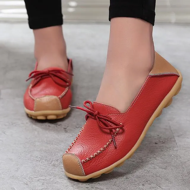 Women Geniune Leather Shoes Moccasins Mother Loafers
