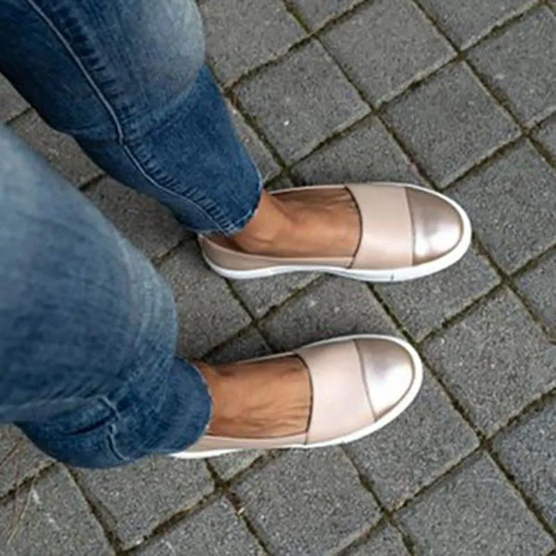 Women Leather Loafers slip-on ballet flats white black Shoes