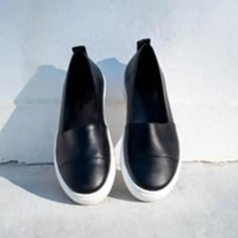 Women Leather Loafers slip-on ballet flats white black Shoes