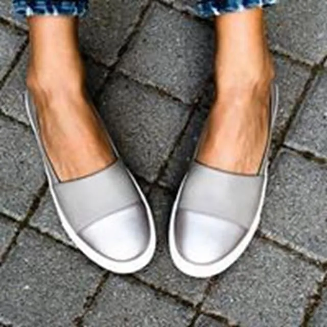 Women Leather Loafers slip-on ballet flats white black Shoes