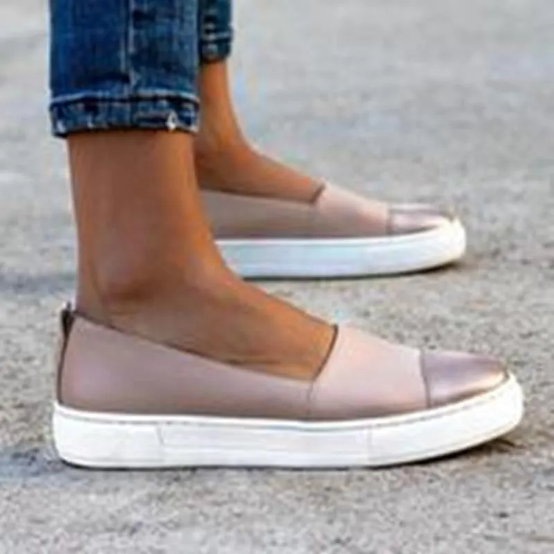 Women Leather Loafers slip-on ballet flats white black Shoes