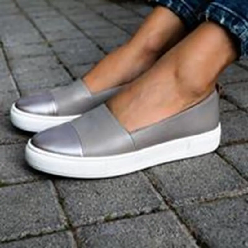 Women Leather Loafers slip-on ballet flats white black Shoes